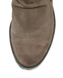 Buckles Suede Mid-Calf Boot, Hammer Ebano