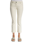 Flare-Leg Cropped Jeans, Natural