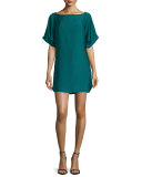 Dolman-Sleeve Shift Dress, Peacock