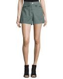 Linen-Blend Sailor Shorts, Army