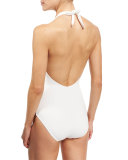 Peony Printed Surplus-Neck One-Piece Swimsuit
