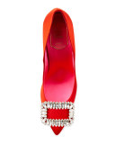 Sexy Choc Crystal-Buckle Pump, Red