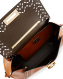 Sofia Medium Perforated Leather Satchel Bag, Sella