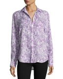 Eileen Floral-Print Shirt, Purple/Green