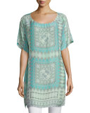 Arroyo-Ice Short-Sleeve Long Tunic, Multi Colors, Plus Size 