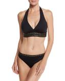 Nailed It Studded Halter Swim Top, Black