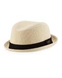 Boys' Linen Trilby Hat, Beige