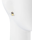 Heart & Pave Diamond Crown Stud Earrings
