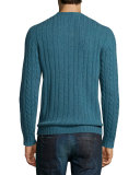 Cable-Knit Cashmere Sweater, Aqua