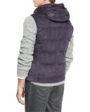Suede Quilted Hooded Vest