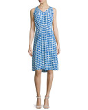 sleeveless abstract-print tie-back dress