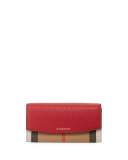 Porter House Check & Leather Continental Wallet, Military Red