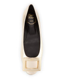 Gommette Buckle Leather Flat, Gold