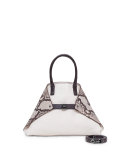 Ai Small Python/Calf Leather Messenger Bag, White/Multi