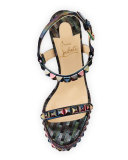 Cataclou Printed 120mm Wedge Red Sole Sandal, Multi