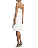 Strapless Draped Cocktail Dress, Eggshell