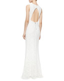 Sachi Open-Back Lace Gown, Ivory