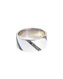 14K White Gold Reckless Ring with Black Diamonds, Size 7