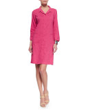 Linen Viscose Stretch Shirtdress, Gingerpink  