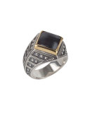 Men's Sterling Silver & 18K Gold Ring with Hawk's Eye