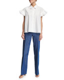 High-Waist Flare-Leg Jeans, Pale Blue
