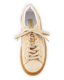 Snake-Embossed Suede Sneaker