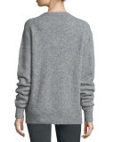 Fine Tweed V-Neck Pullover Sweater, Marble