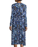 Floral-Print Mesh Long Cardigan 