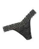 Low-Rise Heather Jersey Thong, Ivory Coal