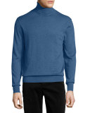 Cashmere-Silk Turtleneck Sweater, True Blue