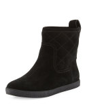 Alana Quilted Shearling Fur Bootie, Black