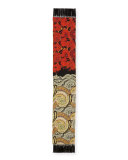 Silk Floral & Paisley Fringe Scarf, Coral/Ivory