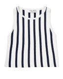 Sleeveless Striped Knit Shell, Blue/White, Size 8-14