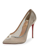 Neoalto Mesh 100mm Red Sole Pump, Gold