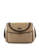 GG Canvas Leather-Trim Diaper Bag
