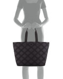 Flame-Quilt Nylon Tote Bag, Black