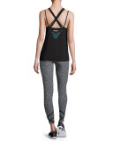 Space-Dye Strappy Ballet Sport Leggings, Black/White