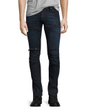 5620 3D Slim-Fit Moto Jeans, Dark Aged Cobler
