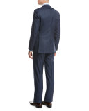 Plaid Wool-Silk Two-Piece Suit, Medium Blue