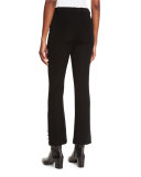 Pierced Flared Cropped Pants, Black