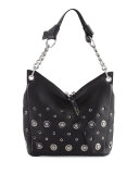 Raven Small Grommet Hobo Bag, Black