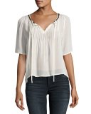 Blake Pintuck Top, Cream