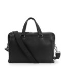 Single-Gusset Leather Briefcase, Black