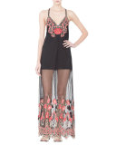 Sally Sleeveless Sheer Maxi Dress, Multicolor