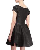 Short-Sleeve Fit-&-Flare Cocktail Dress, Midnight