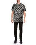 Star & Fork Printed Short-Sleeve T-Shirt, Black/White