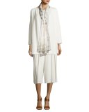 Pleated Silk Georgette Cropped Pants