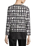 Aisha Grid-Print Jacket, White/Multi