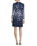 Collared Floral Cocktail Dress, Navy/Multicolor