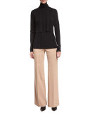 Sleeveless Turtleneck Ribbed Shell, Black